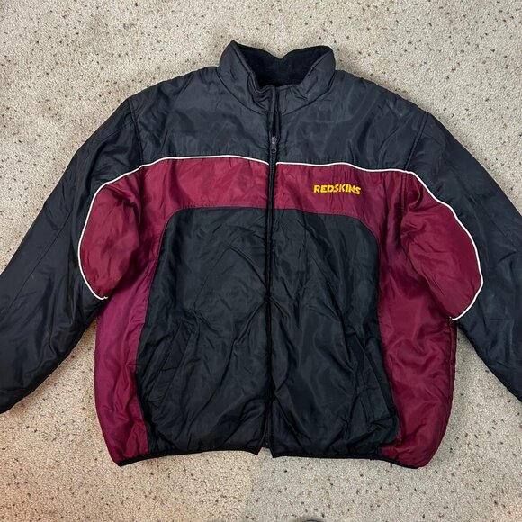 NFL Reversible Indian Redskins Fleece Jacket Zip Front Size XXL Men's